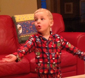 Noah standing and singing!